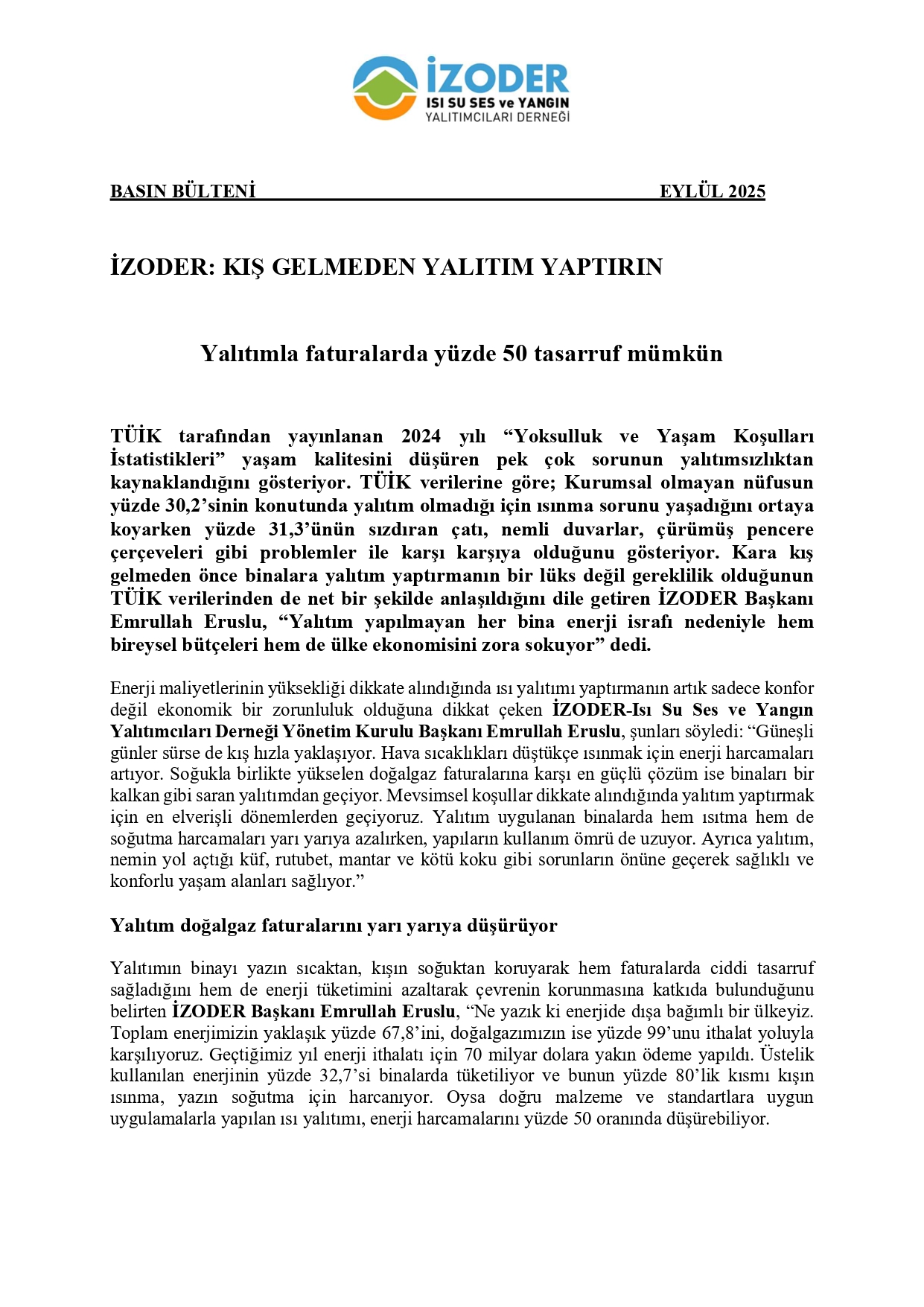 Kış Gelmeden Yalıtım