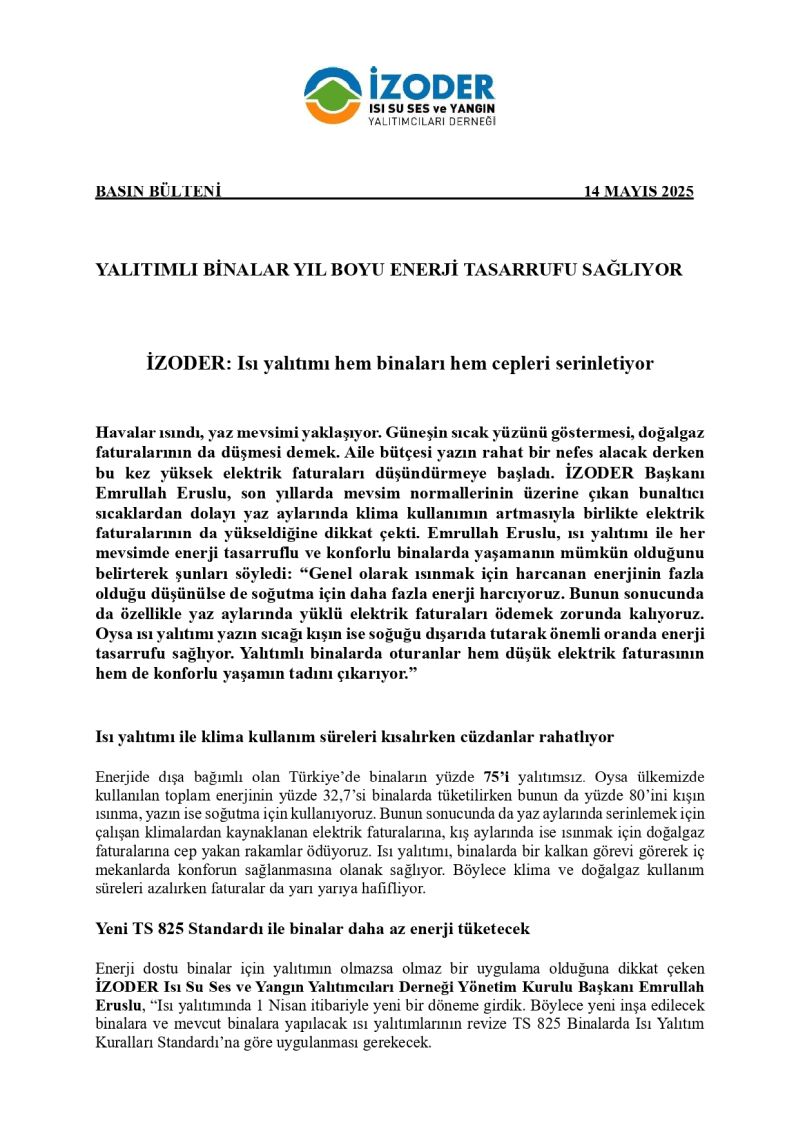 Yal�t�ml� Binalar Y�l Boyu Tasarruf Sa�l�yor